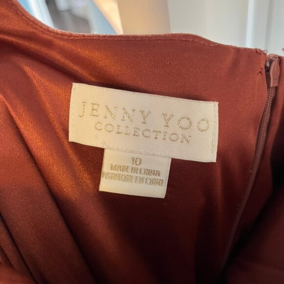 Jenny Yoo Rust Velvet Maxi Dress – Size 10 Formal Evening Gown - Picture 3 of 4